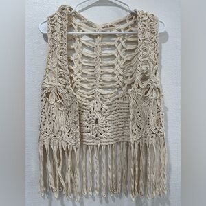 Boho Cream Crochet Vest